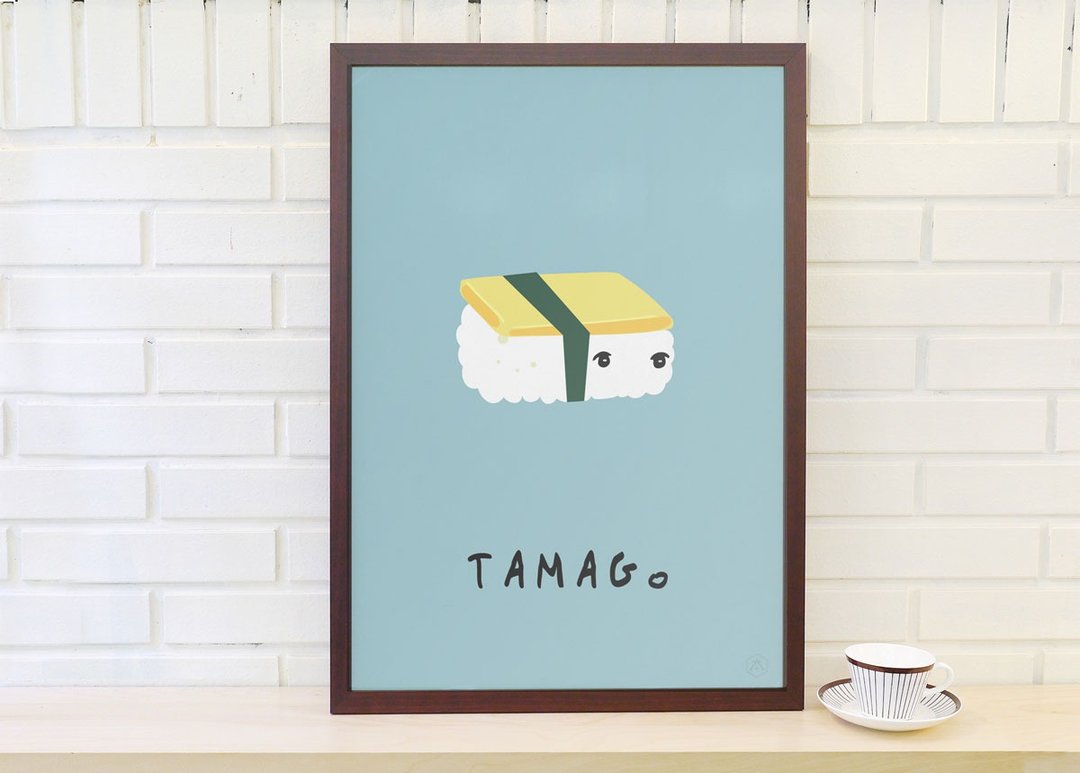 北欧复古简约海报 寿司3号-Tamago玉子烧 原创定制化挂画不含外框 - 海报/装饰画/版画 - 纸 黄色