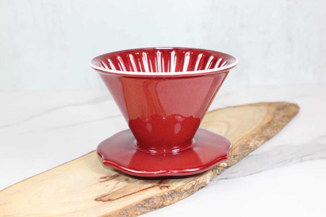 【伟大的妈妈】石榴 铜红釉 自然釉咖啡滤杯 V50 莺歌烧 孤品 - 咖啡壶/周边 - 陶 