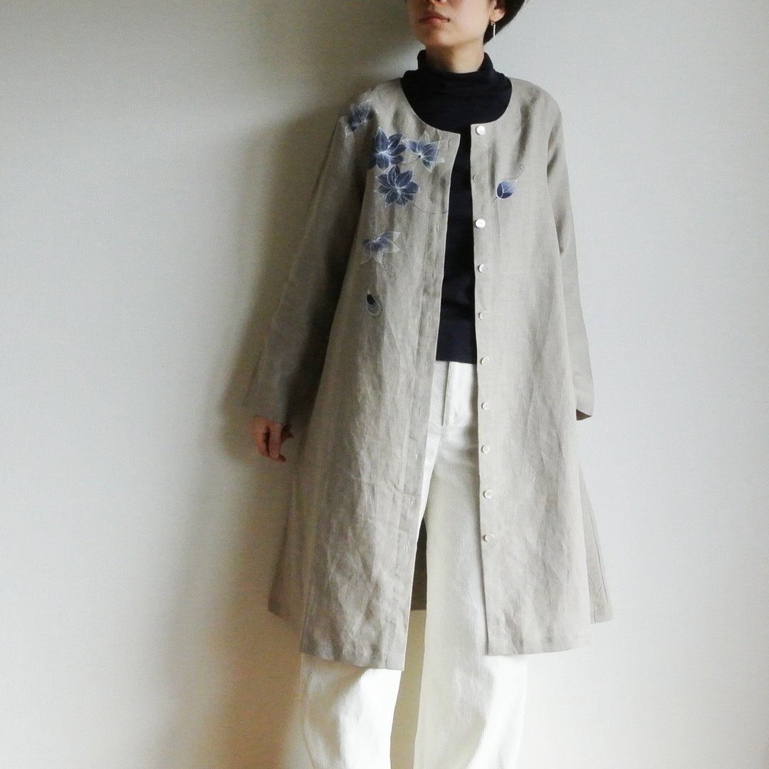 Linen coat dress for M-sama Sarasa / Lotus - 女装休闲/机能外套 - 棉 粉红色