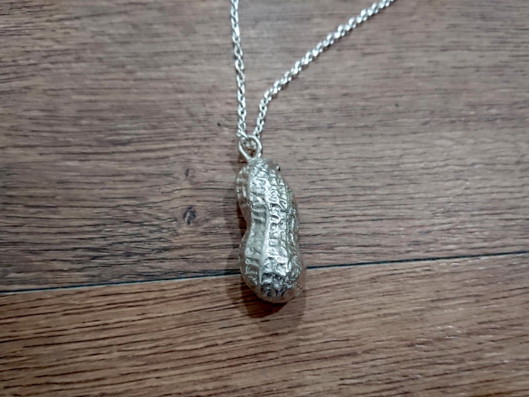 自然系 好事花生纯银项链项链 925纯银 实物铸造 黑金刚 独一无二 - 项链 - 纯银 银色