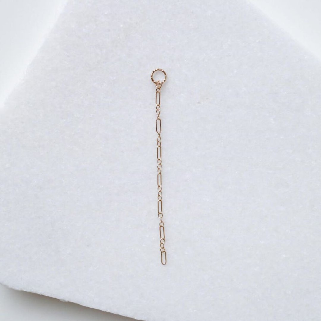 com chain short earring parts(clip type) - 耳环/耳夹 - 石头 金色