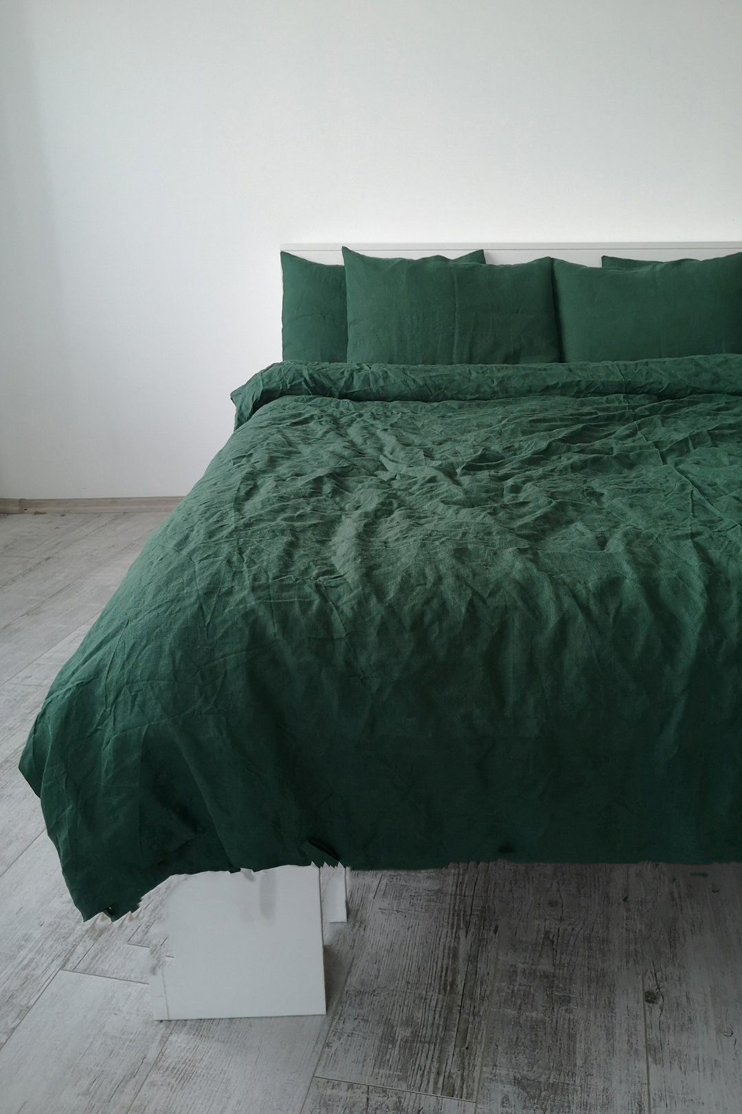 Forest green linen duvet cover /Softened linen / Comforter cover / Quilt cover - 寝具 - 亚麻 绿色