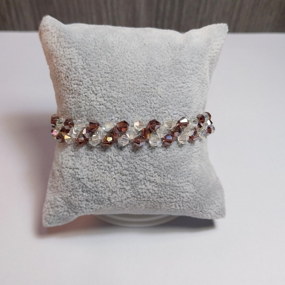 ฺBrown Handmade Casual Style Beaded Bracelet Fashion Cute Beautiful Gift - 手链/手环 - 塑料 咖啡色