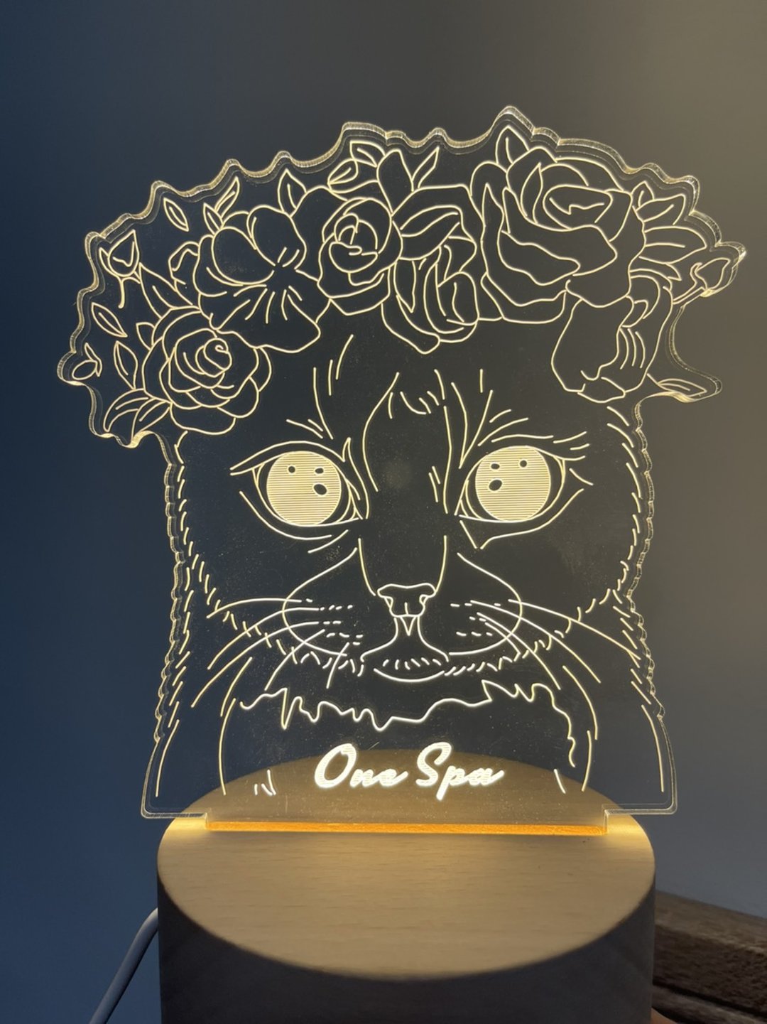 猫奴必备晚上留盏灯【写实线条】原木Led夜灯蓝牙喇叭 定制化夜灯 - 灯具/灯饰 - 木头 红色