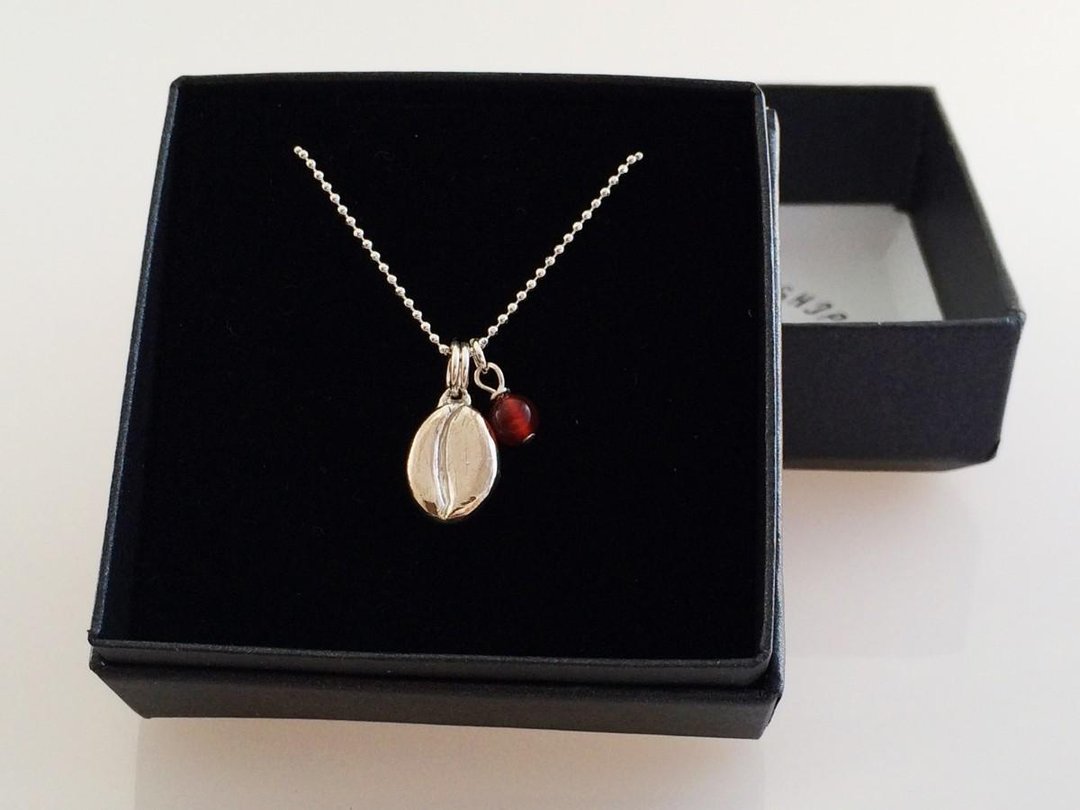 Coffee bean ◆ SV pendant ☆ with red fruit ☆ - 项链 - 其他金属 