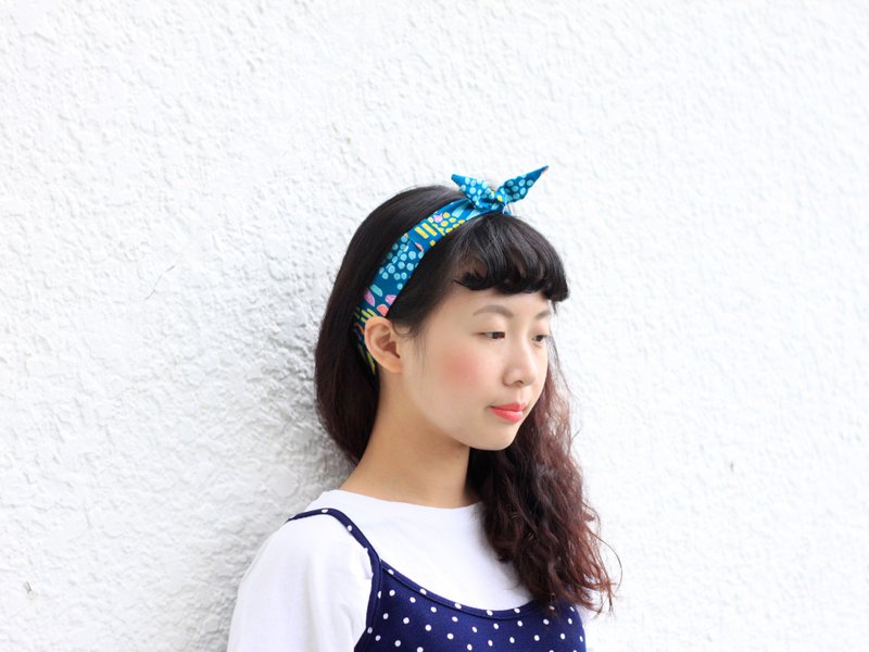 猫咪躲猫猫/绿(经典款发带) - 发饰 - 棉．麻 多色