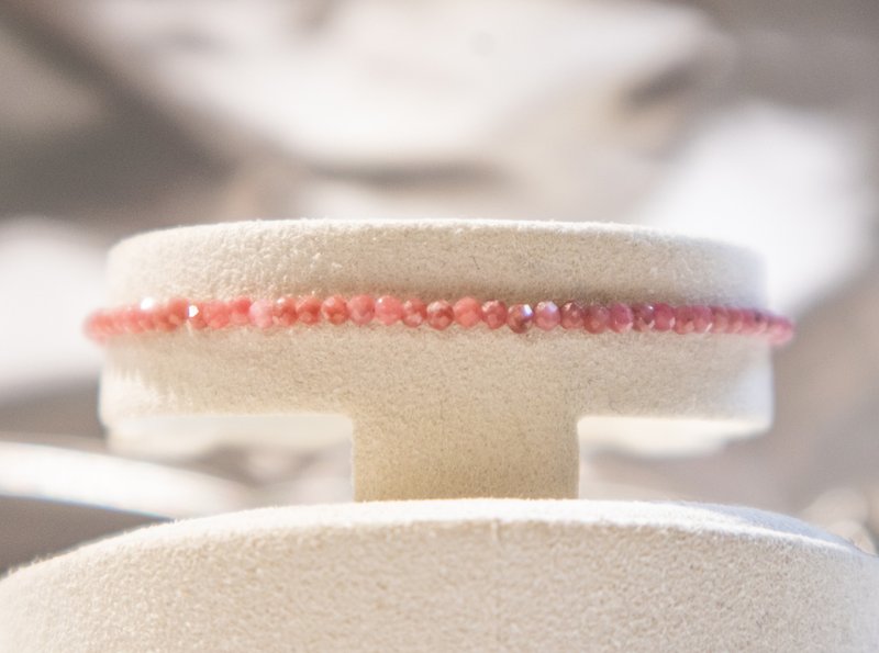 红纹石 - 七月诞生石 925 SILVER 切面红纹石 2.5mm- 细致手链 - 手链/手环 - 宝石 粉红色