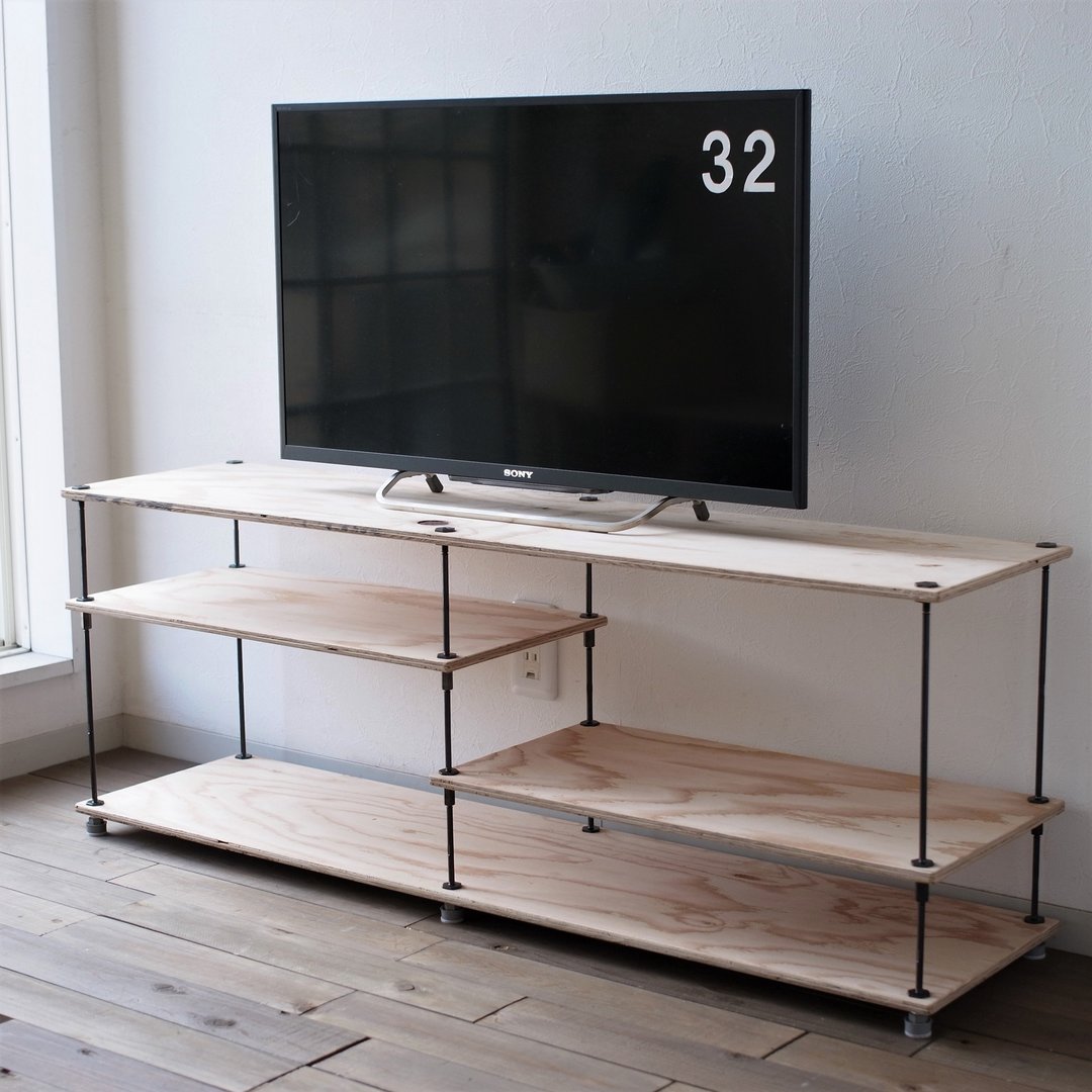 wood iron shelf 440*1200*300 Natural Color - 其他家具 - 木头 咖啡色