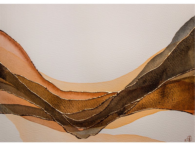 Grand Canyon Painting Arizona Rocky Original Art Abstract Watercolor Painting - 海报/装饰画/版画 - 纸 咖啡色