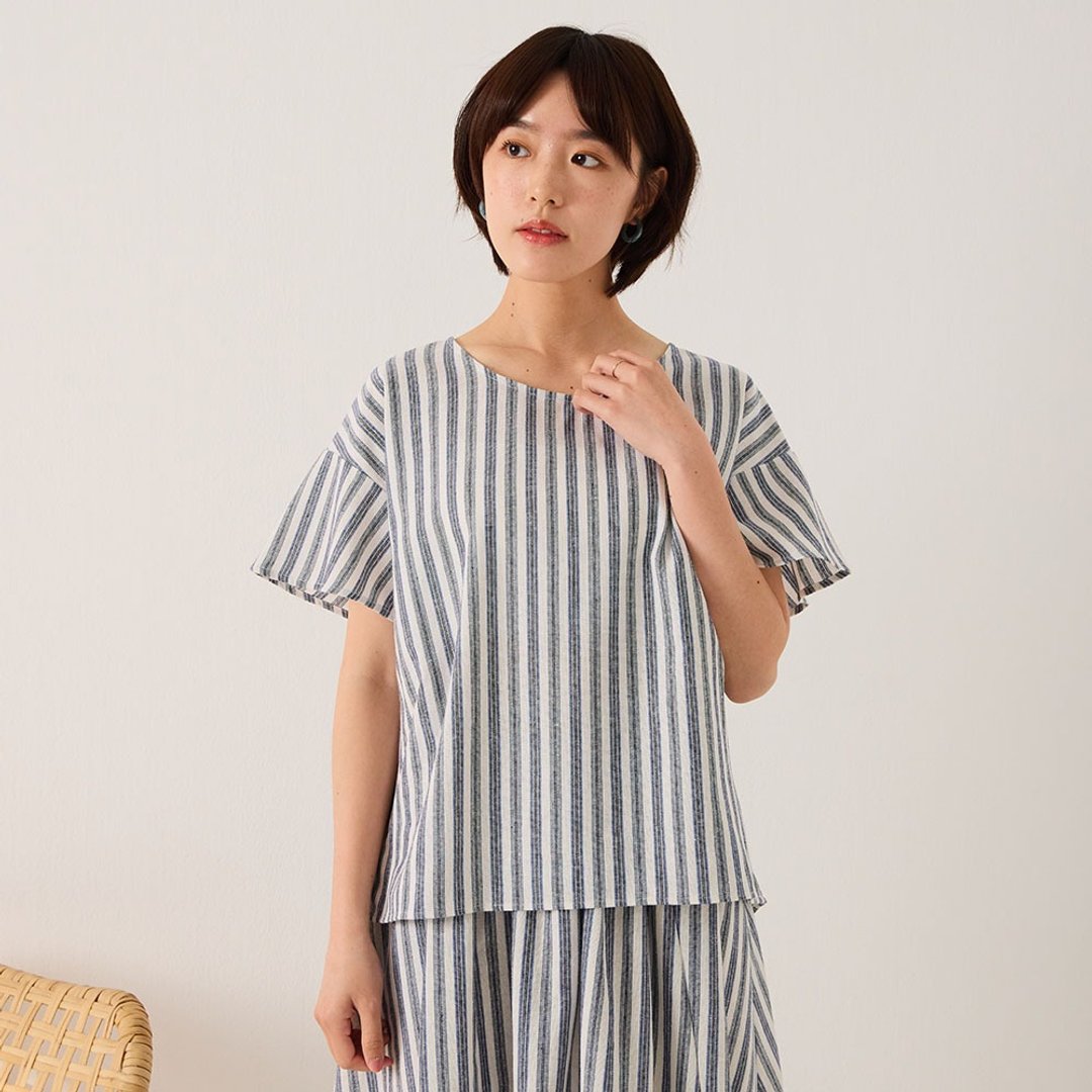 自然系棉麻直条上衣-共2色 - 居家服/睡衣 - 棉 多色