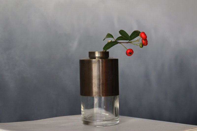 花器#14L染黑 - 花瓶/陶器 - 铜/黄铜 金色