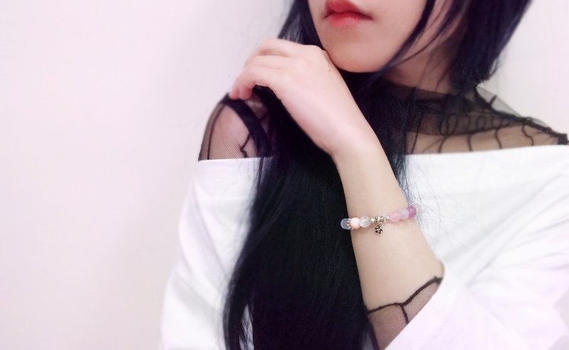 浪漫紫情银手链-手作天然石串珠紫粉色系-玥unicorn-天然石 925纯银 藏银 - 手链/手环 - 宝石 紫色