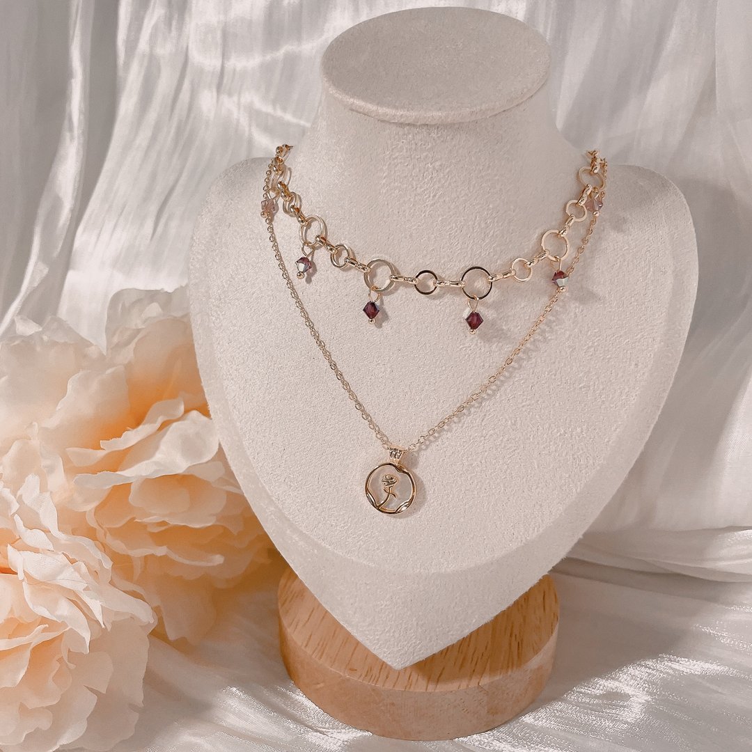 swarovski 薰衣草园双层颈链 - 项链 - 水晶 黑色
