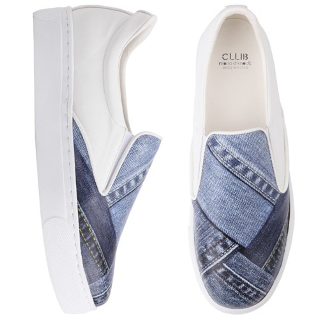 SPUR 牛仔布图案轻便鞋 JS4321 WHITE - 女款运动鞋/球鞋 - 真皮 