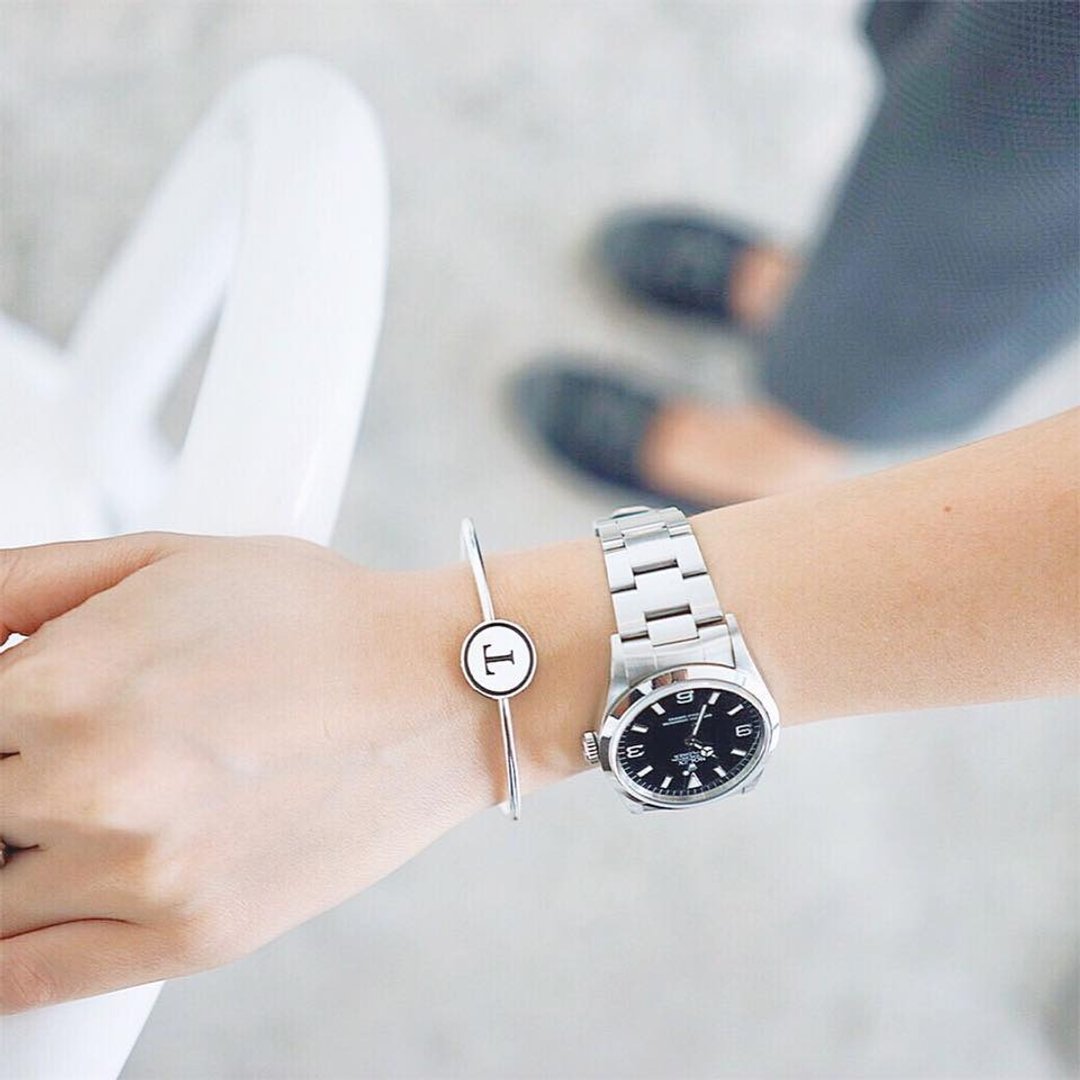glorygrove signature alphabet bangle - 手链/手环 - 其他金属 银色