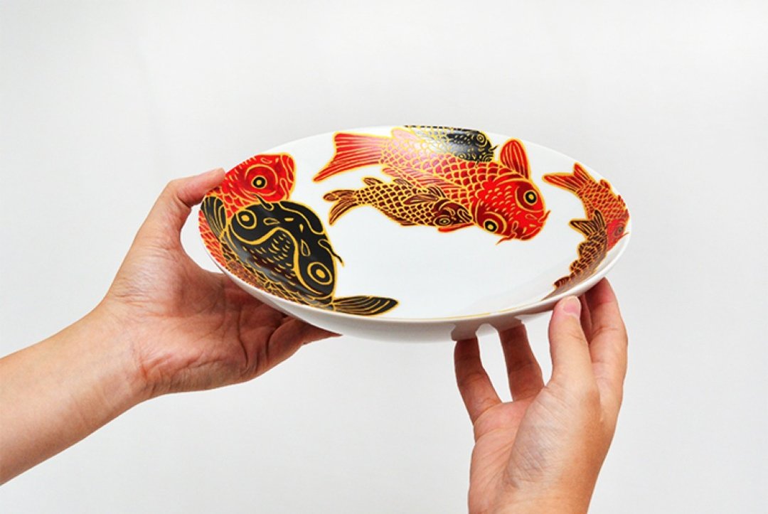 大号扁平碗 - Carp is Dragon in heaven - 碗 - 陶 红色
