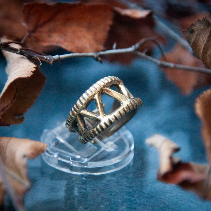 异教徒可调节雕刻戒指。古代斯拉夫珠宝的手工复制品。 - 戒指 - 其他金属 橘色