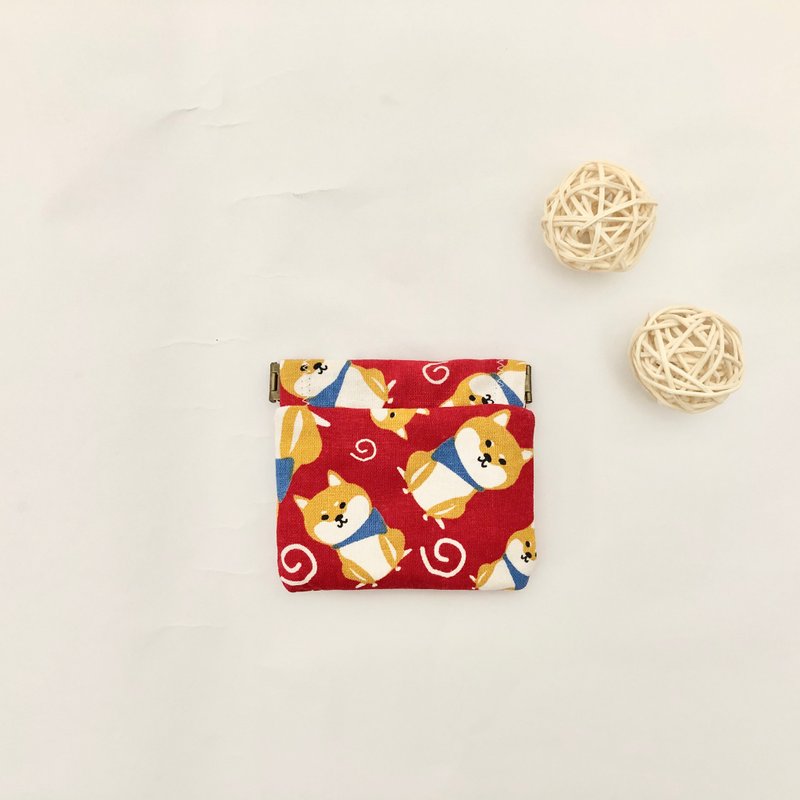 定制化选布-手作红色柴犬零钱包 小包 生日礼物 送礼 - 零钱包 - 棉 多色