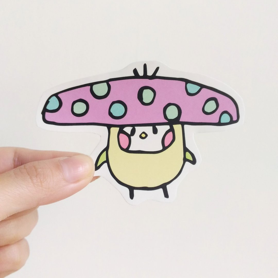 紫色 菇菇 布籽 插画贴纸 3件组 - 贴纸 - 纸 紫色