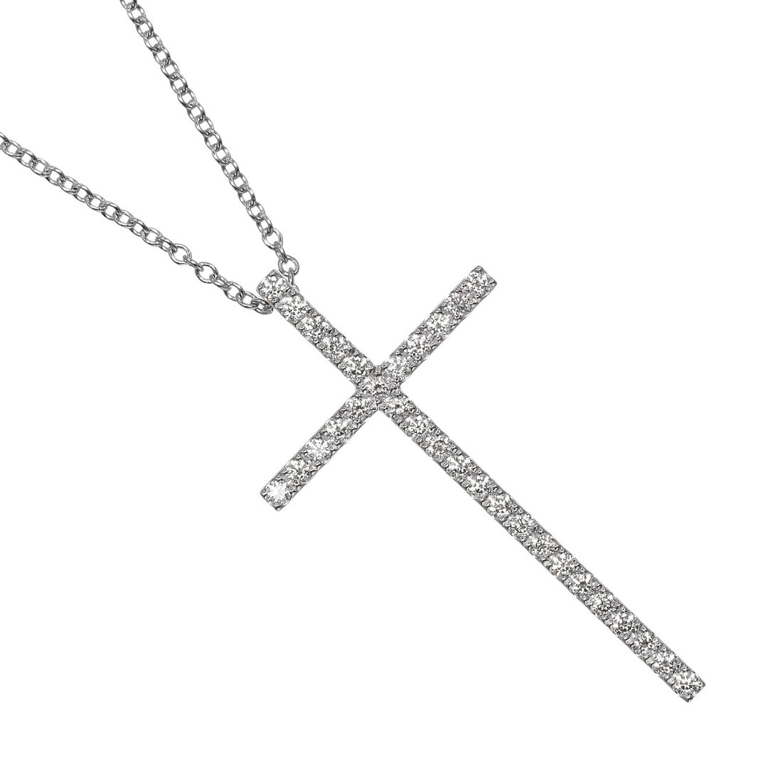 【日本直送】蒂芙尼项链 Metro Cross K18WG 18K白金 钻石 约3.42g TIFFANY&Co.【二手】A级品 - 项链 - 贵金属 银色