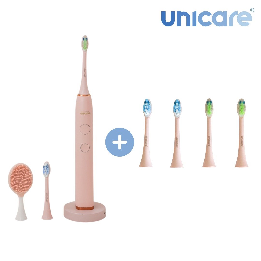 口腔保健组合-unicare音波电动牙刷珍珠粉搭配原厂四件刷头组 - 卫浴用品 - 其他材质 粉红色