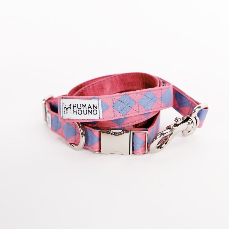 RED+GREY DIAMOND - 项圈/牵绳 - 棉．麻 多色