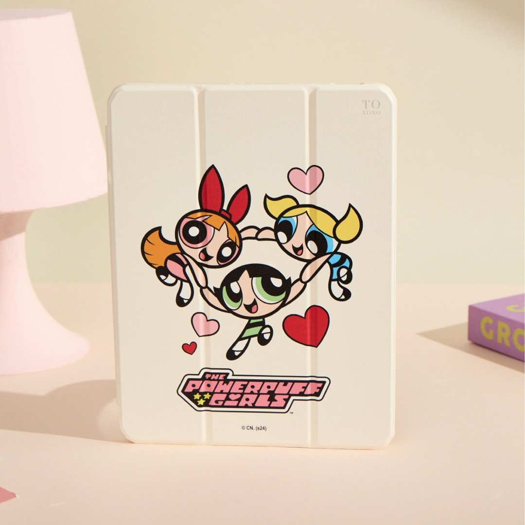 飞天小女警爱心旋转强悍磁吸 iPad 三折/Y 折保护壳 - 平板/电脑保护壳 - 塑料 多色