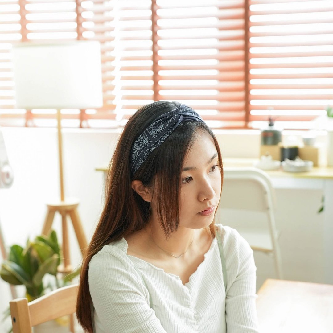 手工发带 /  极简民族 / 优雅型格 / 黑蓝色 / 女装 - 发饰 - 棉 蓝色