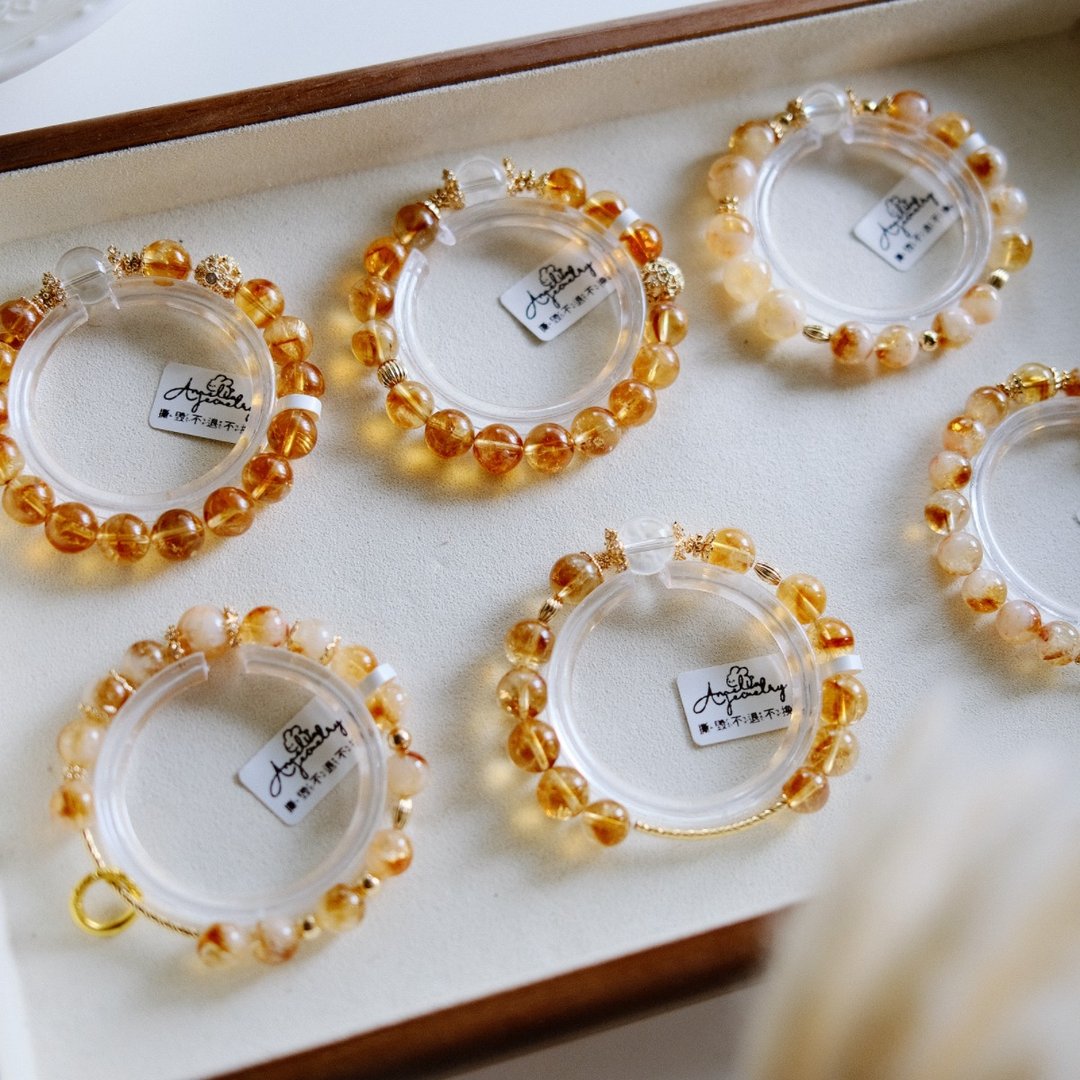 Amelia Jewelry丨丰盛丨彩虹金字塔黄水晶原创设计手链 - 手链/手环 - 水晶 黄色