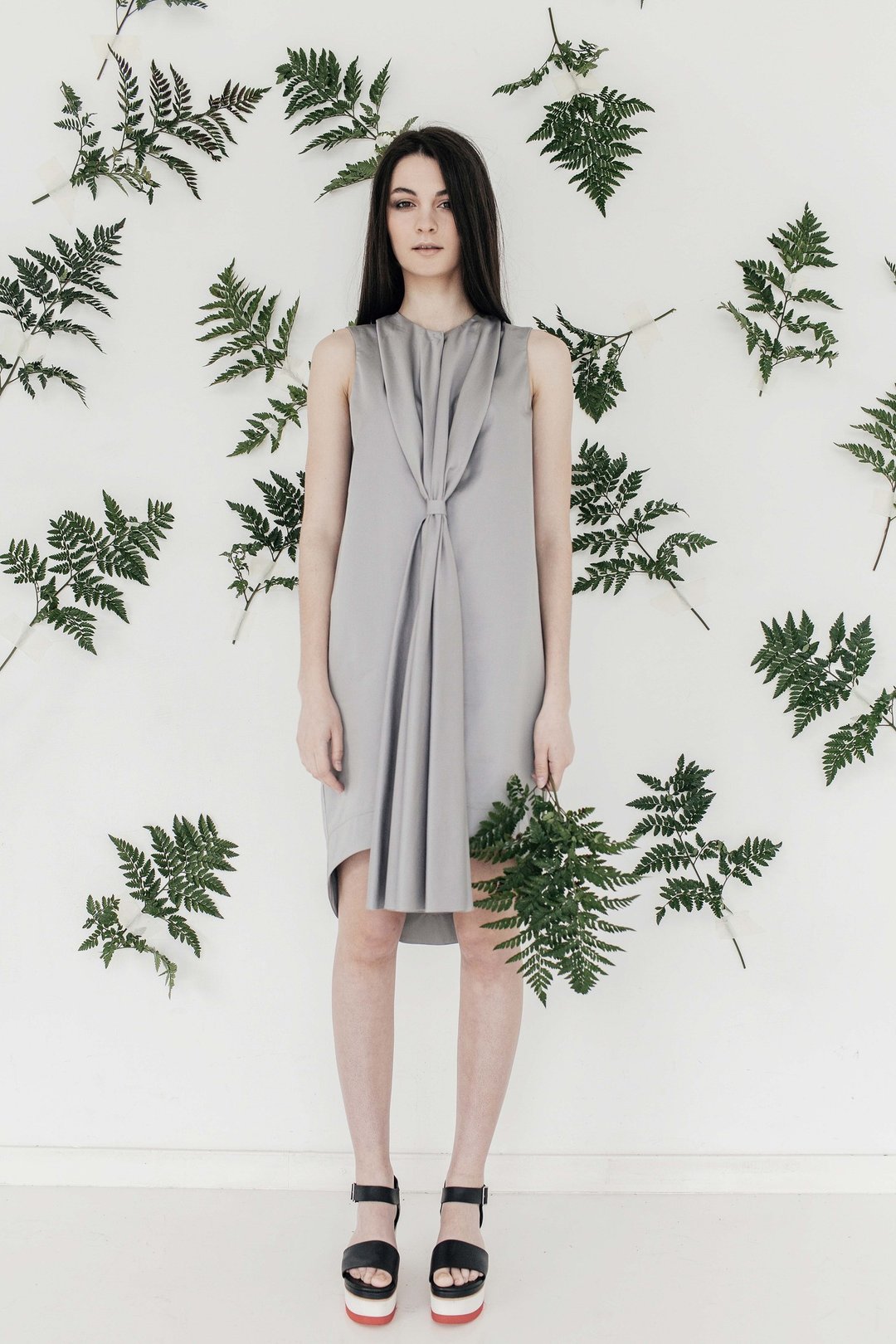 Grey Bryophyta dress - 洋装/连衣裙 - 棉 灰色