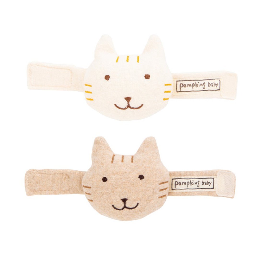 Y-1290 Nyanko's wrist rattle 100% organic cotton attle Cat Made in Japan Y-1290 - 婴儿饰品 - 棉 咖啡色