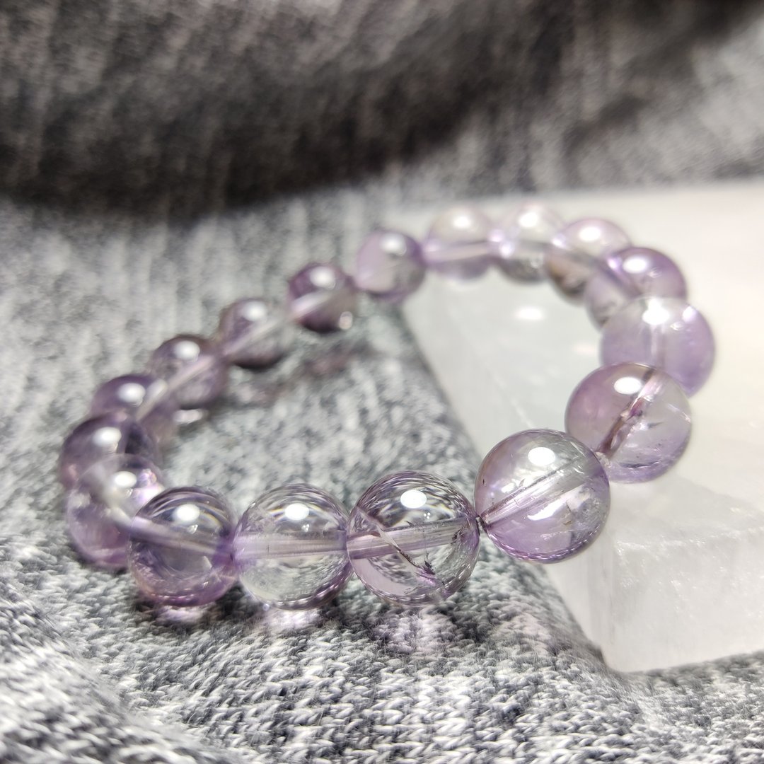 【订制品】紫兔毛 Quartz Rutilated 巴西 7-12mm 天然水晶 - 手链/手环 - 水晶 紫色