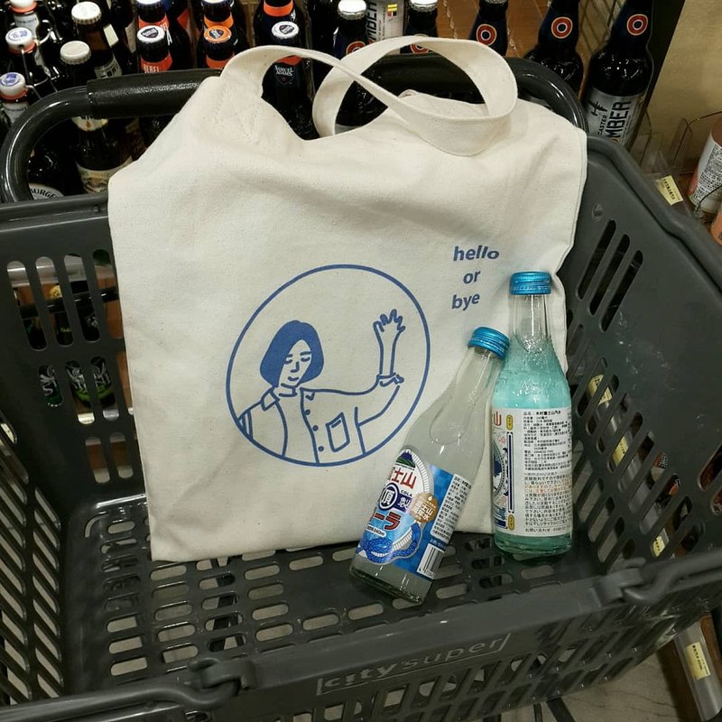 你好再见 /帆布袋 - 侧背包/斜挎包 - 棉．麻 蓝色