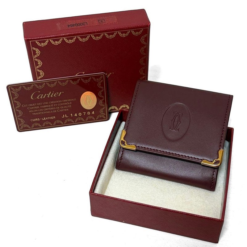 正品 Cartier 卡地亚 零钱包 钱包 Must Line 皮革 酒红色 L3000464 日本直送 - 零钱包 - 其他材质 
