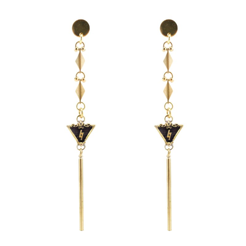 还原记号长式耳环 - 耳环/耳夹 - 铜/黄铜 金色