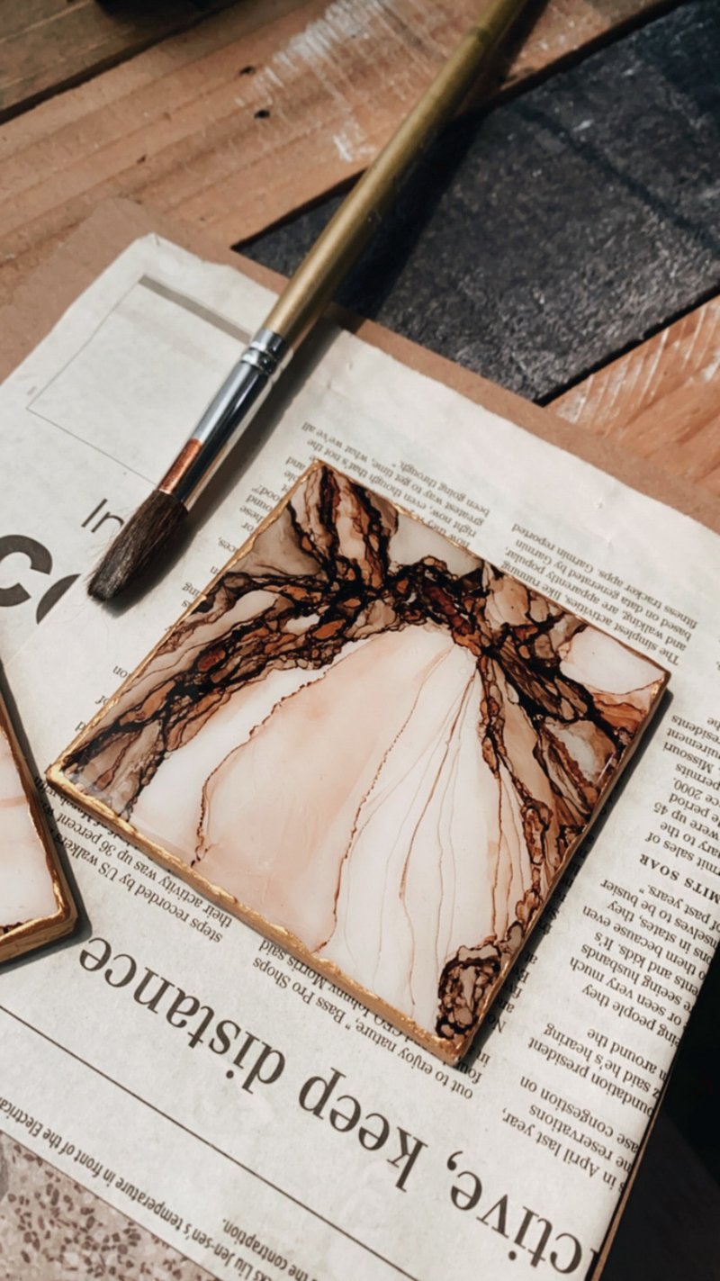 复古老铁色石纹瓷盘-两入礼盒组 - 摆饰 - 瓷 咖啡色