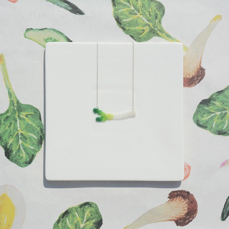 NoMatch不合设计大葱磨砂半透明手工玻璃串珠925纯银项链 - 项链 - 玻璃 绿色