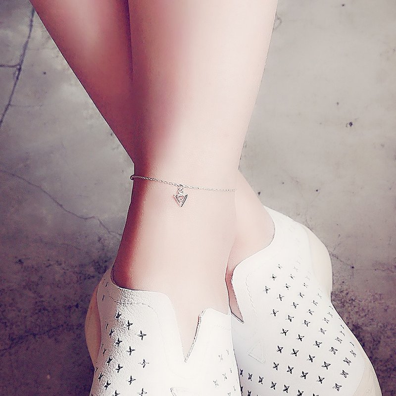 金字塔的秘密纯银脚链 | 精致简约 925纯银细脚踝链 高质感饰品 - 脚链/脚环 - 纯银 银色