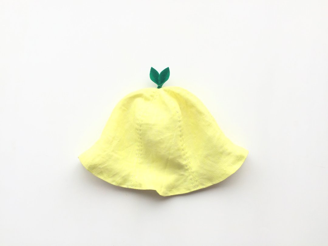 Grow Up!  Linen Leaf Hat / LemonYellow - 婴儿帽/发带 - 棉 黄色