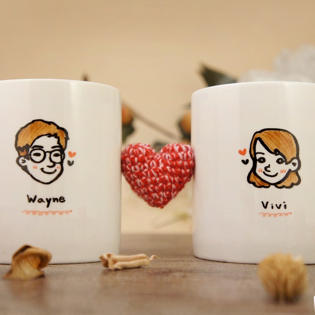 情人对杯-定制画像似颜绘Q版人像_马克杯(一组2入) - 订制画像 - 瓷 
