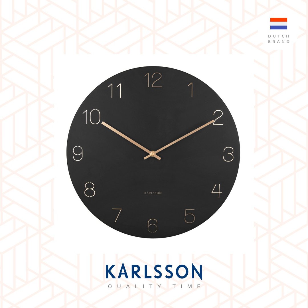 荷兰Karlsson Wall clock 40cm engraved black 黑色金色数字挂钟 - 时钟/闹钟 - 其他金属 黑色
