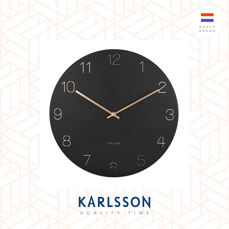 荷兰Karlsson Wall clock 40cm engraved black 黑色金色数字挂钟 - 时钟/闹钟 - 其他金属 黑色
