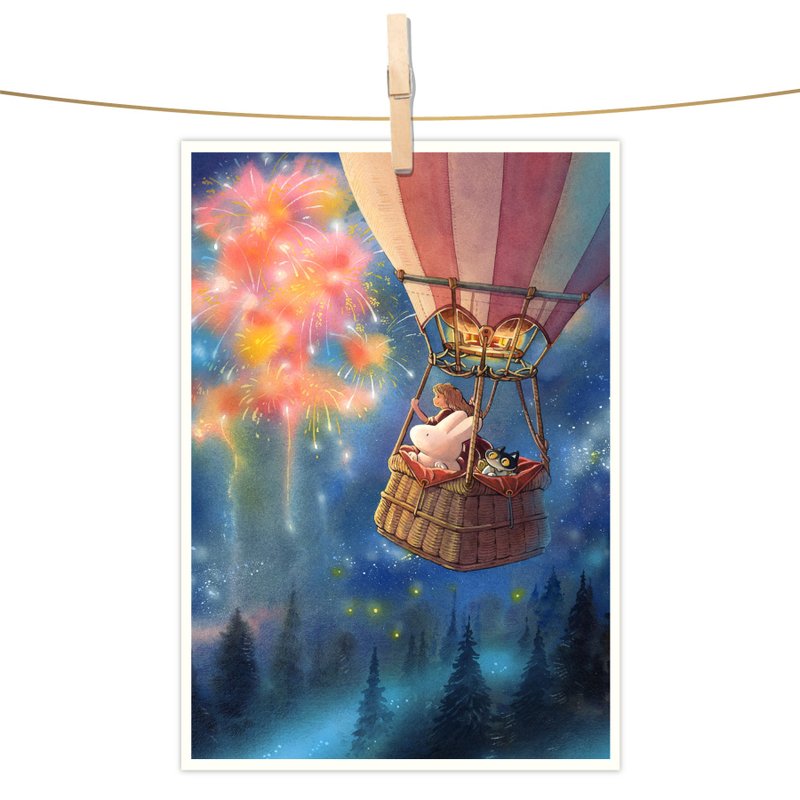 afu水彩插画明信片 - 璀璨烟火 - 卡片/明信片 - 纸 