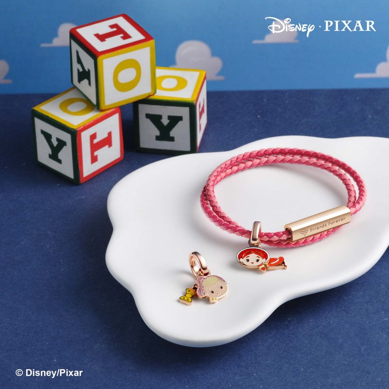 迪士尼 彼思 Toy Story 特别版 定制化刻字 编织皮革手环 (3色) - 手链/手环 - 真皮 粉红色