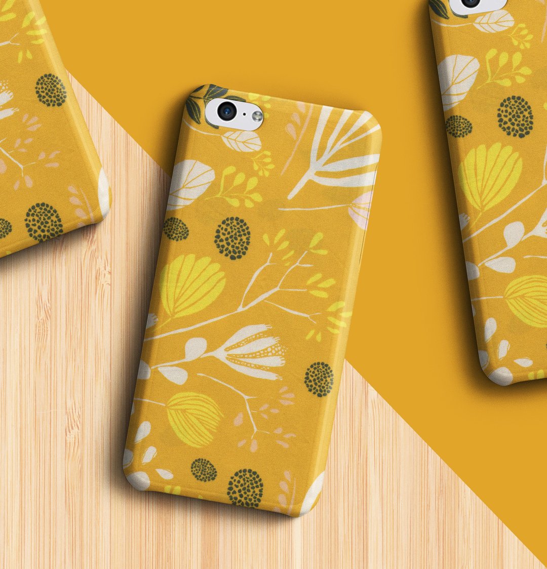Yellow Forrest -Fabric phone case - 手机壳/手机套 - 棉 黄色