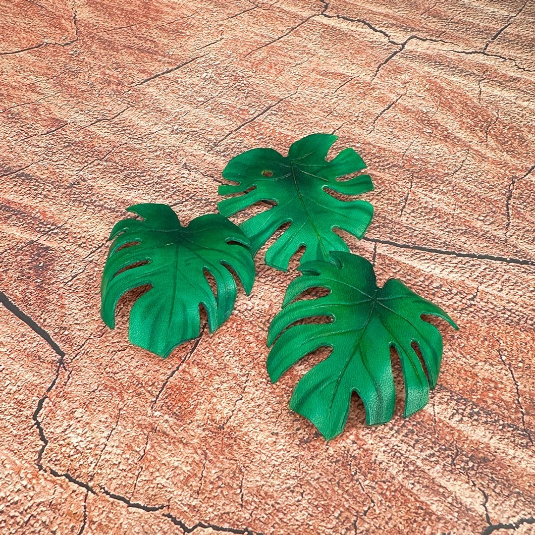 龟背芋 别针 皮革植物系列 - 徽章/别针 - 真皮 绿色