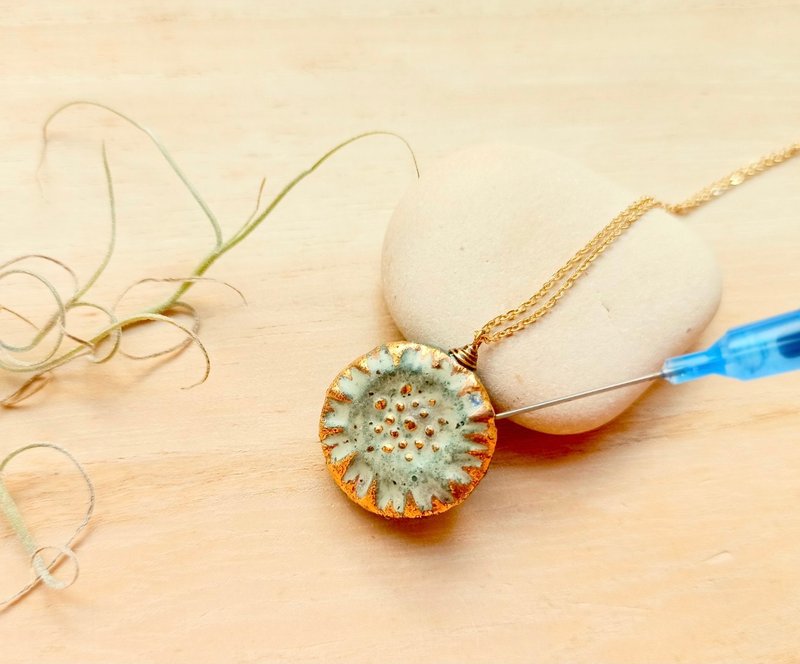 金花中空香水瓶精油瓶陶项链 - 项链 - 陶 绿色