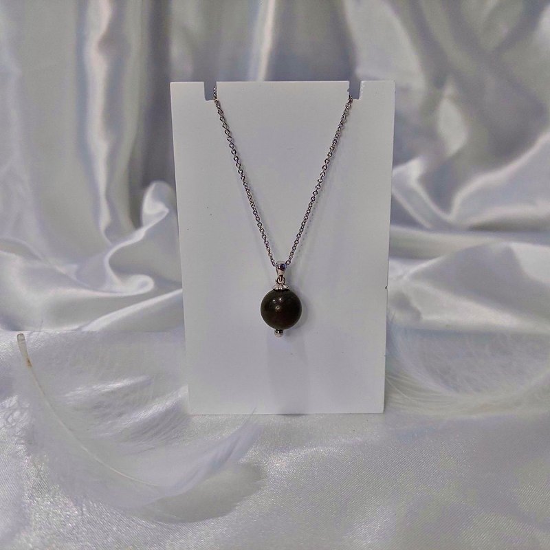 天然黄铜矿项链 - 项链 - 宝石 黑色