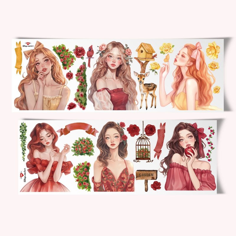童话花园女孩角色贴纸组 (6张) - 贴纸 - 纸 