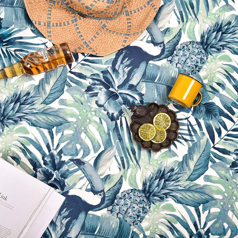 限量花布轻量野餐垫沙滩垫台湾制 夏夜低语 交换礼物 - 野餐垫 - 聚酯纤维 蓝色